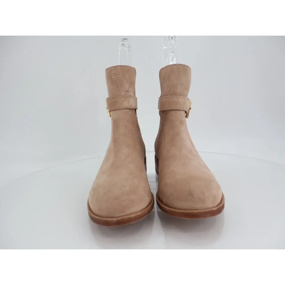 Tory Burch Women's Brooke Booties Size 5.5 Beige Suede Block Heel Boot